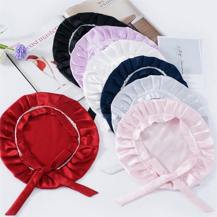 Silk Lace Sleep Cap For Women Hair Care Silk Night Bonnet