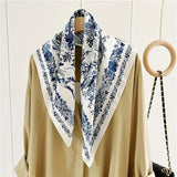 100% Silk Scarf For Women Floral Scarf Square Head Scarf