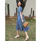 100% Pure Silk Vintage Style Dress Ladies Summer Chic Silk Dresses