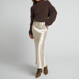 Gonna lunga in seta elegante a vita alta per donna