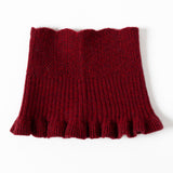 Womens Cashmere Neck Warmer Ribbed Knit Cashmere Snood with Ruffled Edge
