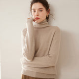 Maglione a collo alto da donna in cashmere a maniche lunghe pullover in cashmere con orlo a coste
