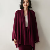 Cardigan in cashmere da donna Maglione lavorato a maglia di cashmere a maniche lunghe drappeggiato sul davanti aperto