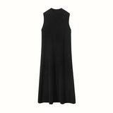 Abito da donna senza maniche in cashmere Abito midi in maglia di cashmere con collo a lupetto
