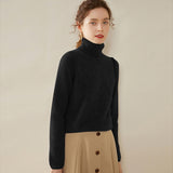 Maglione dolcevita da donna in cashmere lavorato a maglia testurizzato
