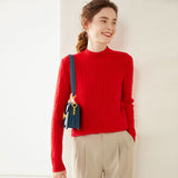 Maglione in cashmere a maniche lunghe lavorato a maglia a trecce, maglione di cashmere da donna