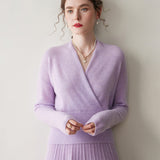 Maglione di cashmere da donna con scollo a V, pullover lavorato a maglia di cashmere, avvolgente in cashmere