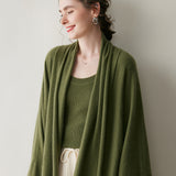 Cardigan in cashmere da donna Maglione lavorato a maglia di cashmere a maniche lunghe drappeggiato sul davanti aperto