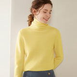 Maglione a collo alto da donna in cashmere a maniche lunghe pullover in cashmere con orlo a coste