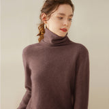 Maglione a collo alto da donna in cashmere a maniche lunghe pullover in cashmere con orlo a coste