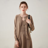 Womens Button Down Cashmere Cardigan Round Neck Long Sleeve Cashmere Sweater