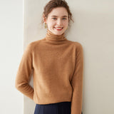 Maglione di cashmere a collo alto da donna, pullover lavorato a maglia di cashmere a maniche lunghe