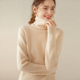 Maglione a collo alto da donna in cashmere a maniche lunghe pullover in cashmere con orlo a coste