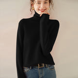 Maglione a collo alto da donna in cashmere a maniche lunghe pullover in cashmere con orlo a coste