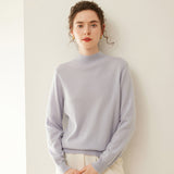 Womens Mock Neck Cashmere Sweater Cashmere Pullover Ribbed Hem