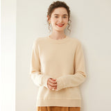 Womens Crew Neck Cashmere Raglan Sweater Cashmere Blouse Ribbed Hem