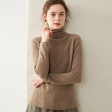 Maglione di cashmere a collo alto da donna, pullover lavorato a maglia di cashmere a maniche lunghe