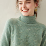 Maglione dolcevita da donna in cashmere lavorato a maglia testurizzato