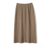 Gonna da donna in maglia di cashmere a coste Gonna in maglione di cashmere a vita alta