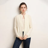 Womens Zip-Up Cashmere Cardigan Ribbed Mock Neck Cashmere Sweater