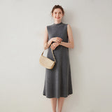 Abito da donna senza maniche in cashmere Abito midi in maglia di cashmere con collo a lupetto