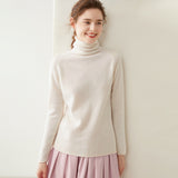 Maglione di cashmere a collo alto da donna, pullover lavorato a maglia di cashmere a maniche lunghe