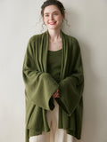 Cardigan in cashmere da donna Maglione lavorato a maglia di cashmere a maniche lunghe drappeggiato sul davanti aperto