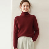 Maglione a collo alto da donna in cashmere a maniche lunghe pullover in cashmere con orlo a coste