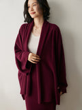 Cardigan in cashmere da donna Maglione lavorato a maglia di cashmere a maniche lunghe drappeggiato sul davanti aperto