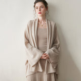 Cardigan in cashmere da donna Maglione lavorato a maglia di cashmere a maniche lunghe drappeggiato sul davanti aperto