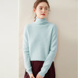 Maglione a collo alto da donna in cashmere a maniche lunghe pullover in cashmere con orlo a coste