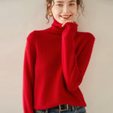 Maglione a collo alto da donna in cashmere a maniche lunghe pullover in cashmere con orlo a coste