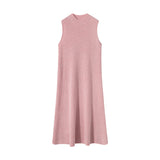 Abito da donna senza maniche in cashmere Abito midi in maglia di cashmere con collo a lupetto