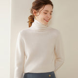 Maglione a collo alto da donna in cashmere a maniche lunghe pullover in cashmere con orlo a coste