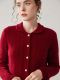 Womens Cable Knit Cashmere Cardigan Peter Pan Collar Cashmere Sweater