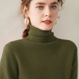 Maglione a collo alto da donna in cashmere a maniche lunghe pullover in cashmere con orlo a coste