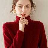 Maglione dolcevita da donna in cashmere lavorato a maglia testurizzato