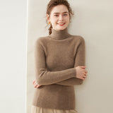 Womens Turtleneck Cashmere Sweater Long Sleeve Cashmere Tops Multi Colors