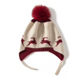 Baby Knitted Cashmere Beanie with Fur Pom Warm Cashmere Hats for Kids