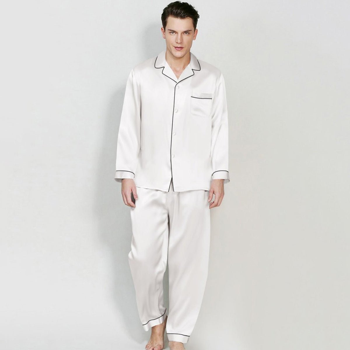 Men's Long Luxury Mulberry Silk Pyjamas Pure Silk Sleepwear