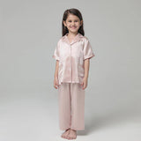 Boys And Girls Silk Pajama Set Short Sleeves Kids Pajamas