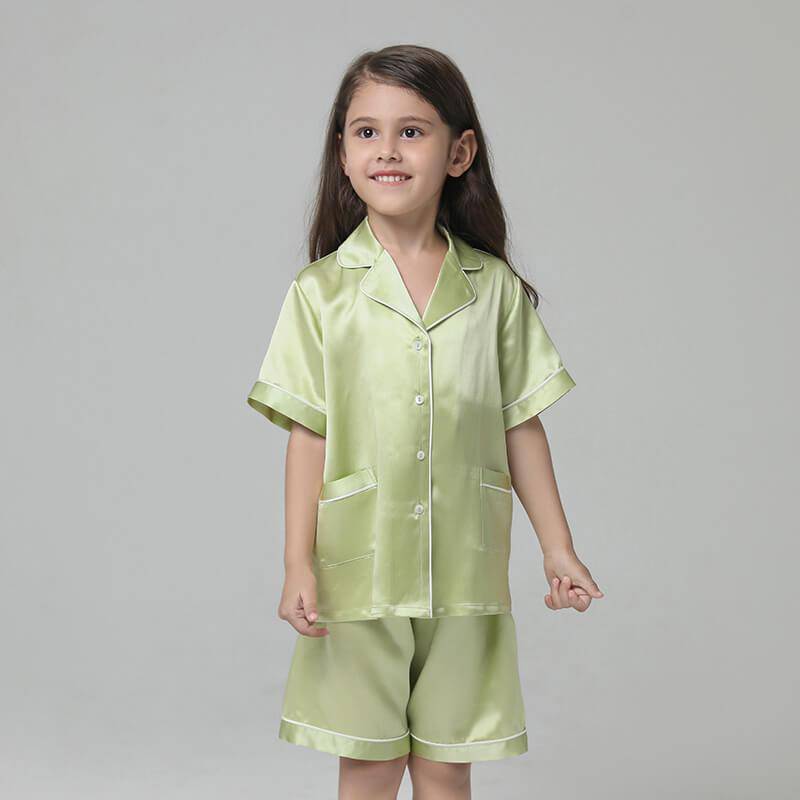 Short Kids' Silk Pajama Set Child's Silk Pajamas