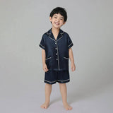 Boys Silk Pajama Sets Short Two Piece Kids Silk Sleepwear