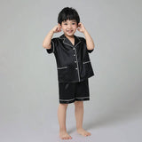 Boys Silk Pajama Sets Short Two Piece Kids Silk Sleepwear