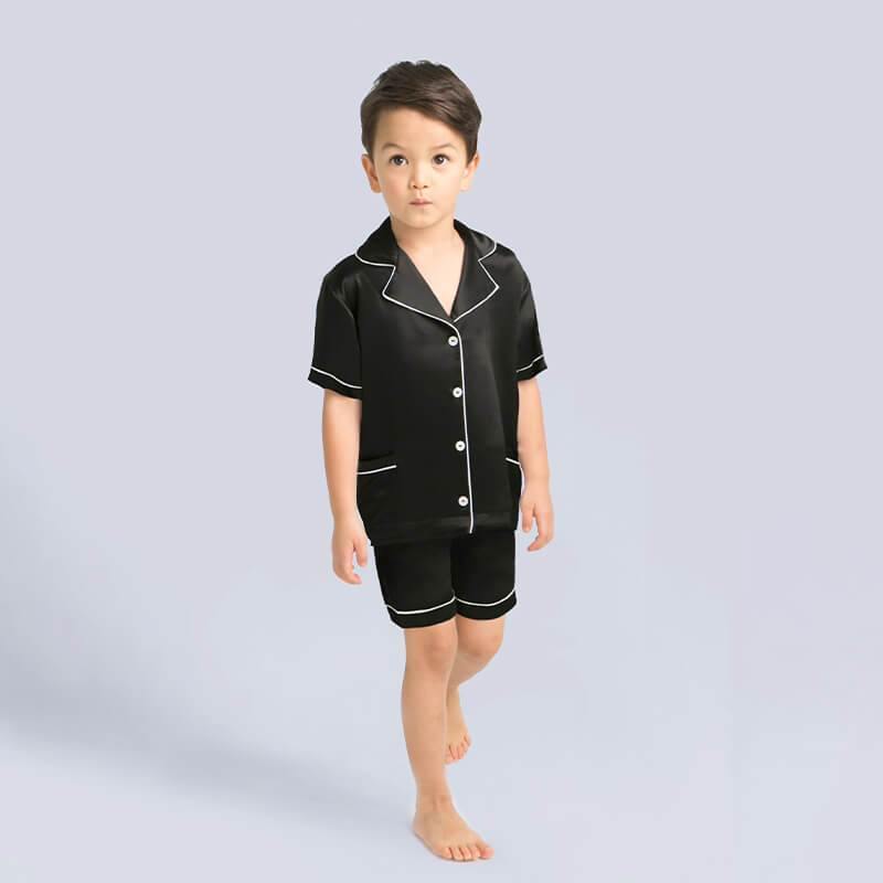 Boys Silk Pajama Sets Short Two Piece Kids Silk Sleepwear