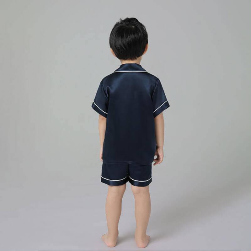 Boys Silk Pajama Sets Short Two Piece Kids Silk Sleepwear