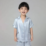 Boys Silk Pajama Sets Short Two Piece Kids Silk Sleepwear