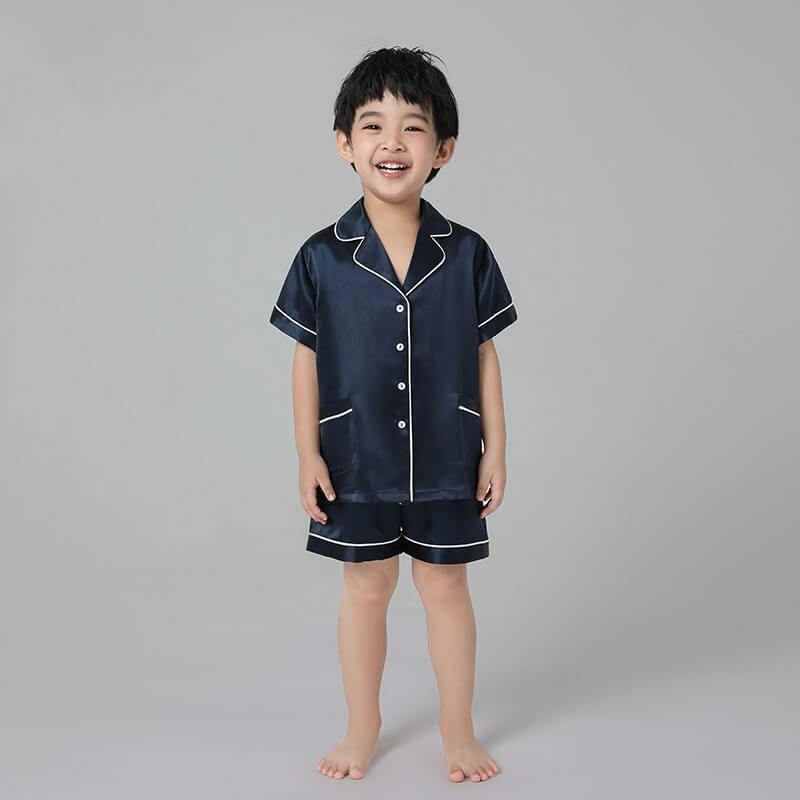 Boys Silk Pajama Sets Short Two Piece Kids Silk Sleepwear