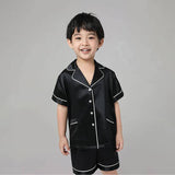 Boys Silk Pajama Sets Short Two Piece Kids Silk Sleepwear
