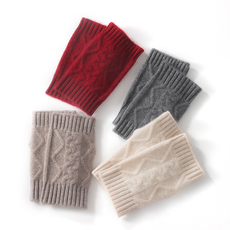 Cable Ribbed Cashmere Hand Warmers Cashmere Fingerless Gloves Mitts